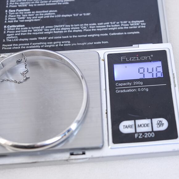 Vintage 925 Silver Bangle Safety Chain Stackable 6mm Secure Closure - Picture 7 of 7